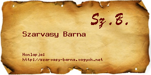 Szarvasy Barna névjegykártya